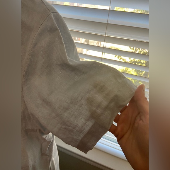 Sweet Jessie Women’s Petite 1X Light Blue Button Down Shirt Dress 100% Linen - Picture 11 of 13